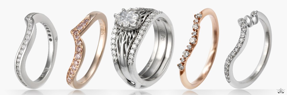 Shaped wedding rings on sale to fit engagement